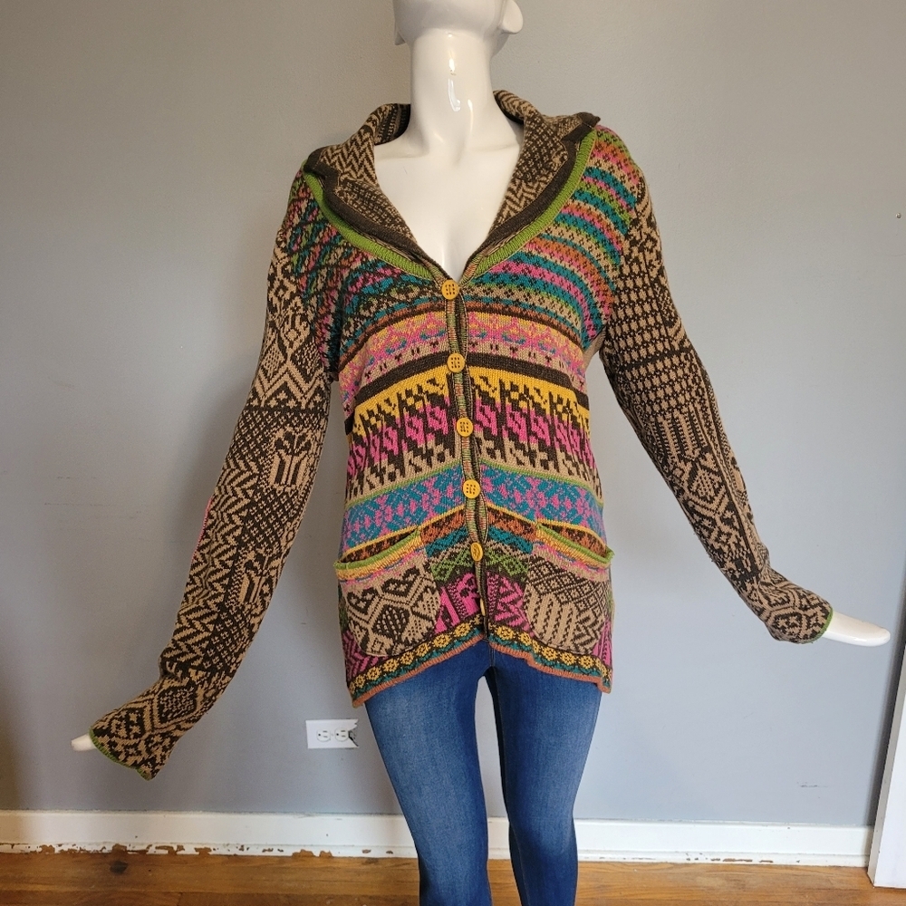 Ivko Collared Button Front Cardigan, GUC, Size M